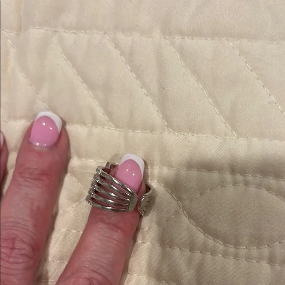 Lisa Robertson Silver Multi-Row Stone-Studded Ring - Picture 4 of 5